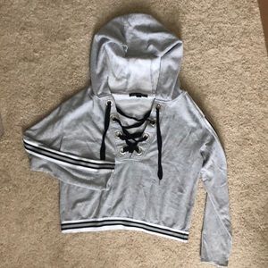 Lace Up Cropped Hoodie